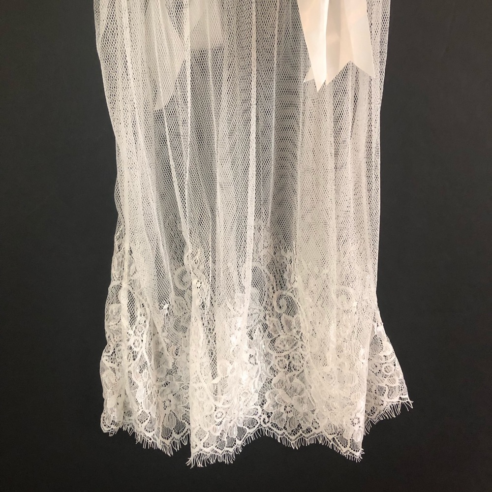 VINTAGE White Eyelash Lace Bow WEDDING NIGHTGOWN❤️ - Picture 4 of 13